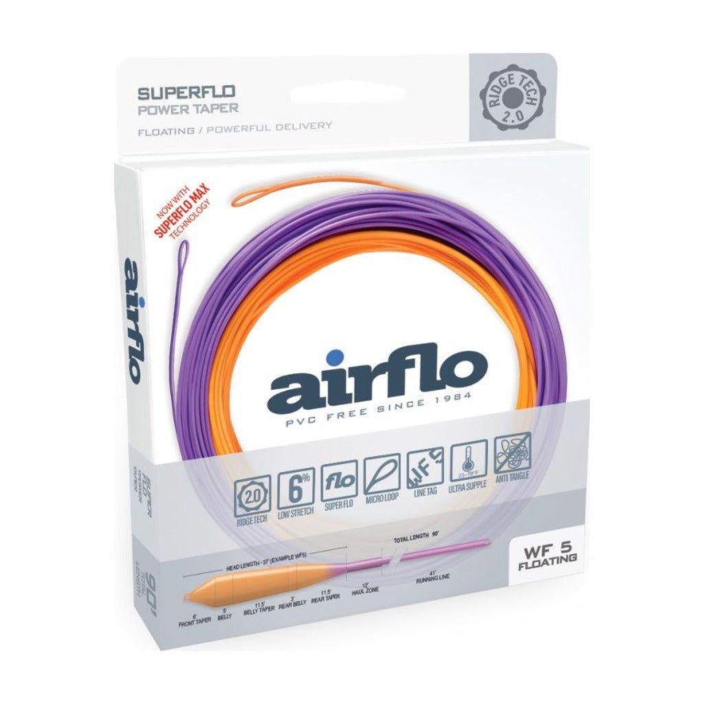 Airflo【エアフロ】フライライン ◆リッジ2.0 パワーテーパーWF4F Airflo Superflo Ridge 2.0 Power Taper Fly Line - Sunburst/Purple